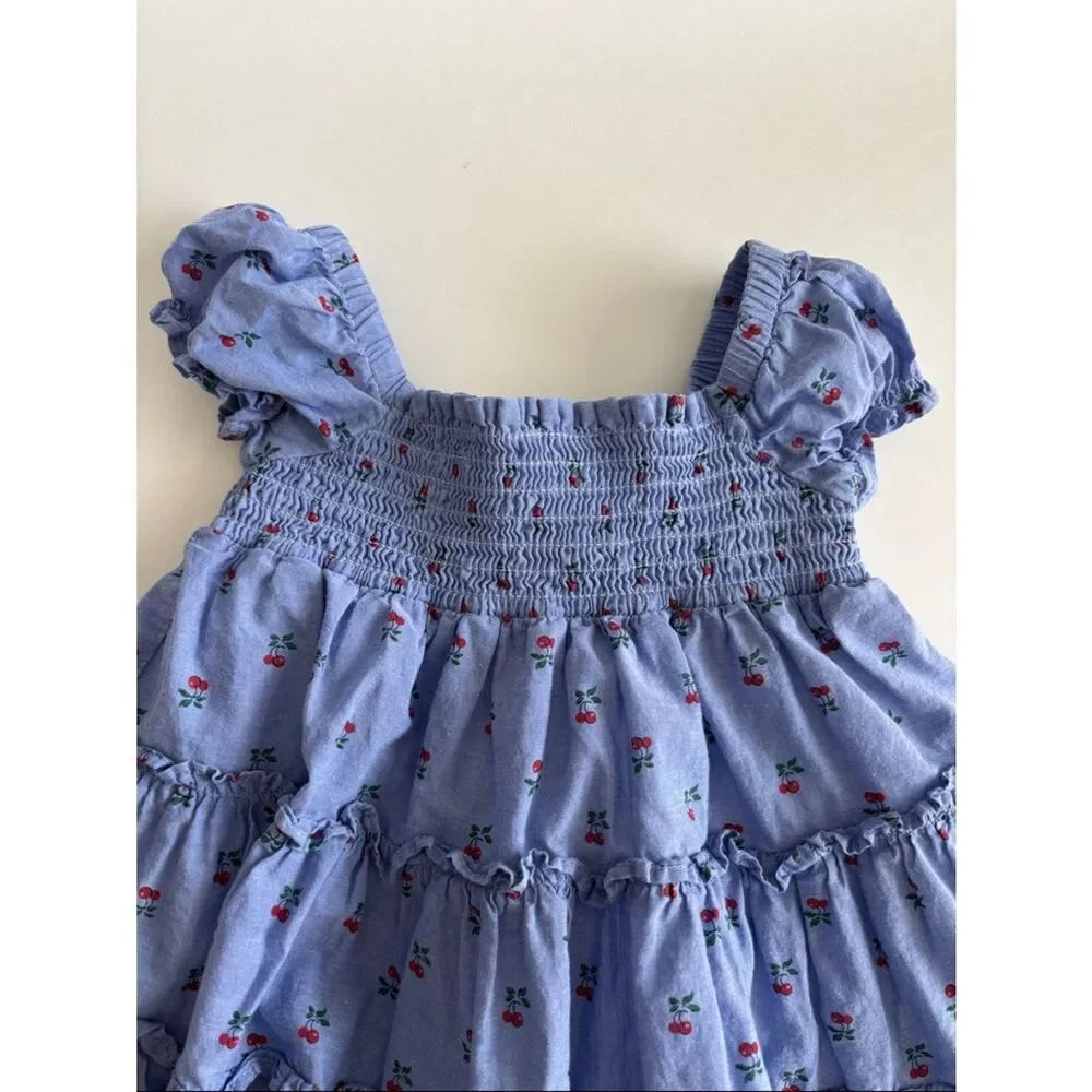Janie and Jack The Abigail Cherry Smocked Baby Dress Size 3-6 Months